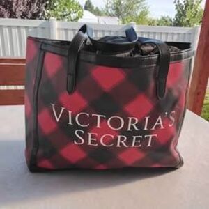 Victoria's Secret Buffalo Plaid Tote Carry-on Bag Holiday Christmas